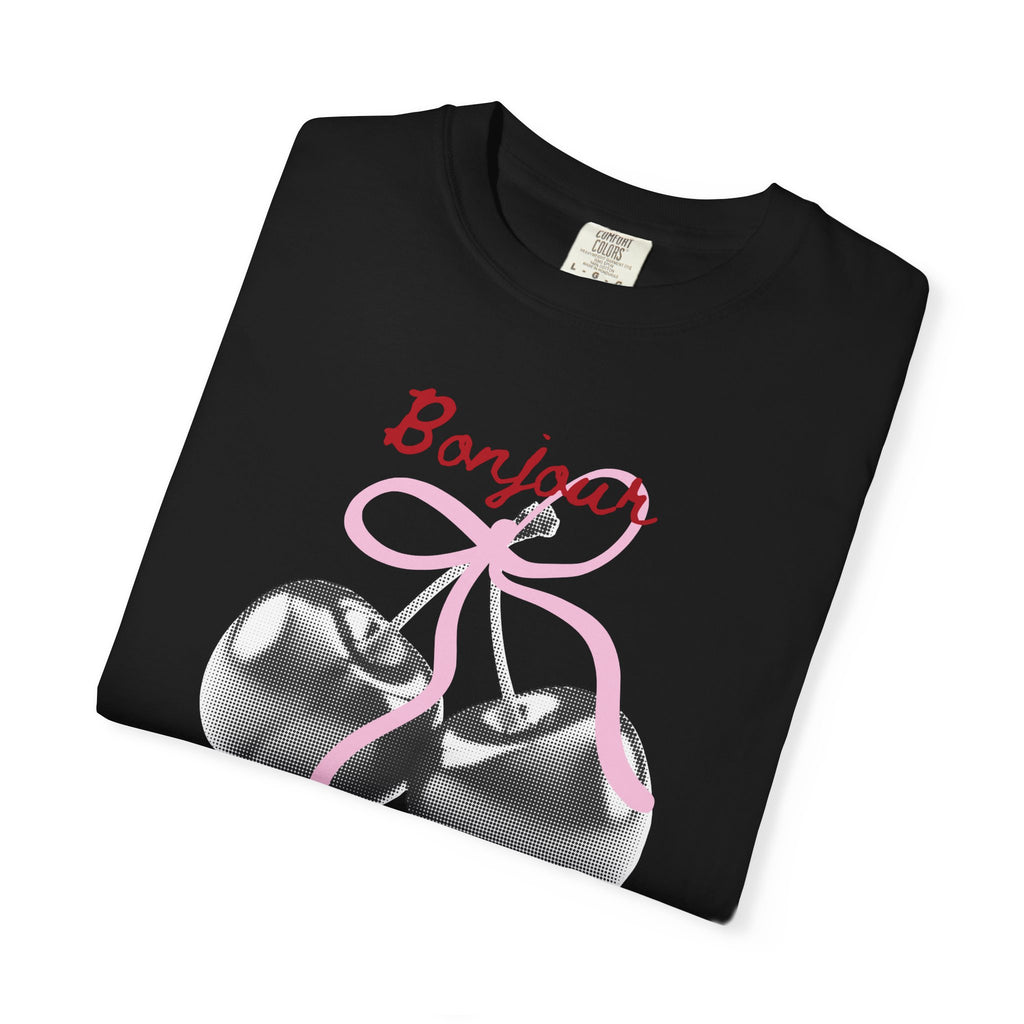 Bonjour T‑Shirt with cherry print, summer tee